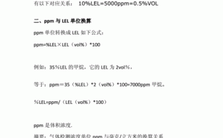 ppm和lel怎么换算（燃气浓度lel是什么单位）